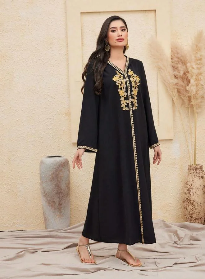 Take Two Women Flower Patch Detail Hooded Jalabiya